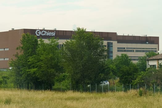 Parma, Italy - June 14, 2023: Facade of the pharmaceutical company building - Chiesi.