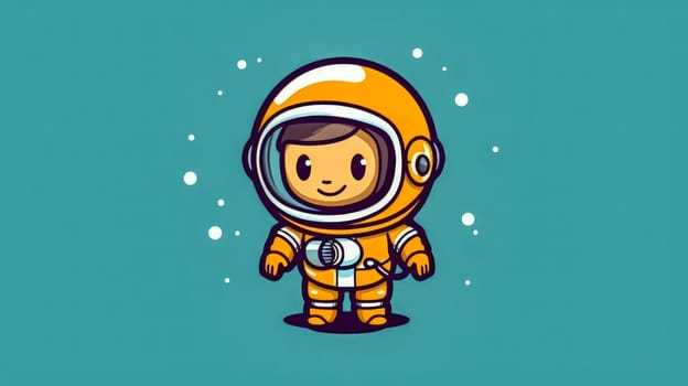 Cute astronaut floating in space cartoon icon illustration. Standard visual representing technology and science concepts.
