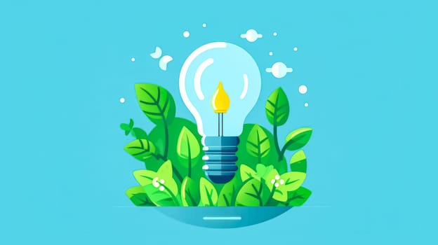 Green world map on a light bulb renewable energy concept for environmental protection. Sustainable, important for a green world. illustration