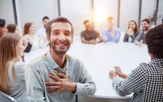 Portrait of smiling businessmen meeting in conference room