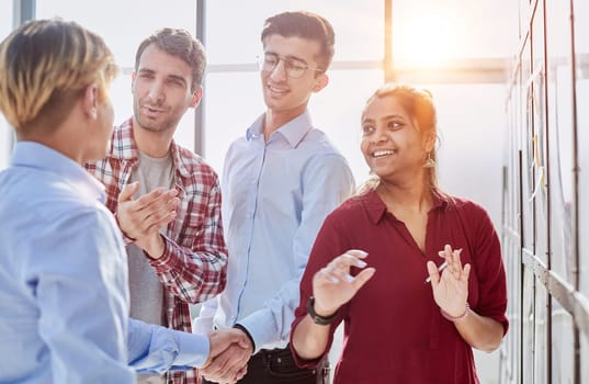 Diverse business people partners group negotiating at boardroom meeting