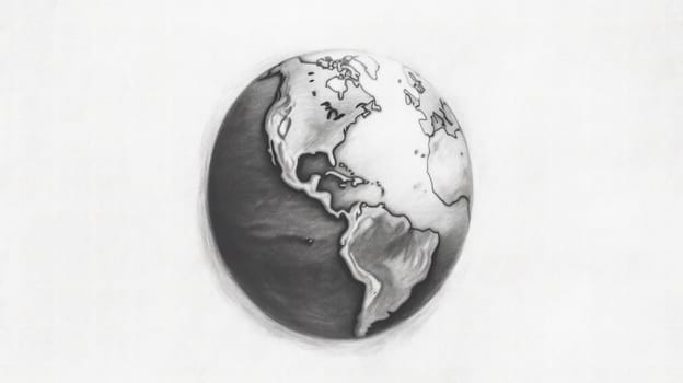 Green world pencil drawing concept Save the Earth. Illustration conveying an ecological concept with a hand drawn touch.