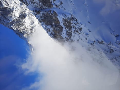 Amazing panorama in winter in a sunny day mountain peak, Austria High quality photo