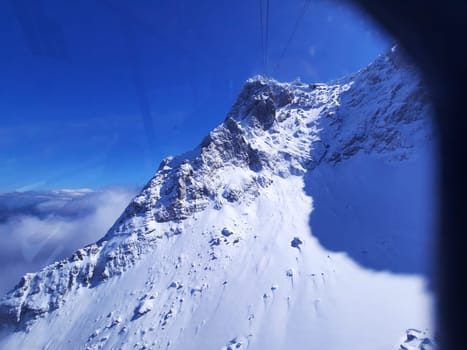 Amazing panorama in winter in a sunny day mountain peak, Austria High quality photo