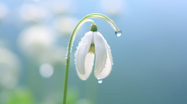 Natures delicate embrace, vibrant snowdrops, a symbol of springs awakening, bathed in morning sunlight. A picturesque scene capturing the essence of renewal.