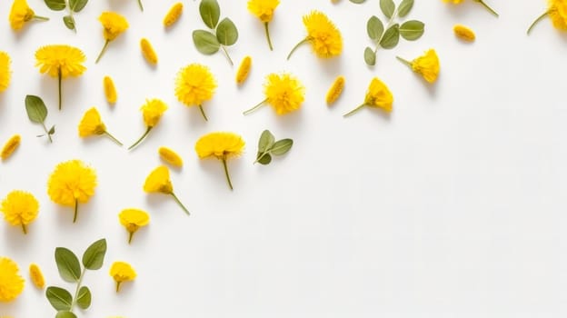 Vibrant and isolated set of yellow crocus flowers on a clean white background, showcasing the delicate beauty of these blossoms. Perfect for various floral concepts.