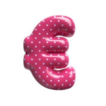 Polka dot euro currency sign - 3d pink retro money symbol isolated on white background. This alphabet is perfect for creative illustrations related to Fashion, retro design, decoration...