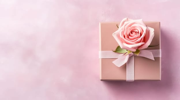 Charming Womens Day concept with top view pink peony rose buds and sparkles on an isolated pastel pink background, offering a delightful copy space.