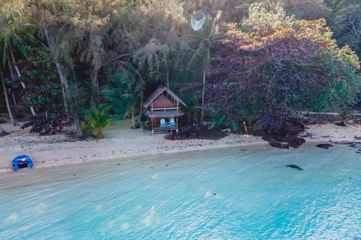 Koh Wai Island Trat Thailand is a tinny tropical Island near Koh Chang. wooden bamboo hut bungalow on the beach