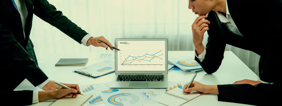 Business data dashboard analysis by computer software . Investment application display business sales and profit on the computer screen and advise marketing planning decision oratory .