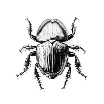 Old Vintage Insect Drawing: Beetle, Bug, and Winged Creature Symbol on White Background