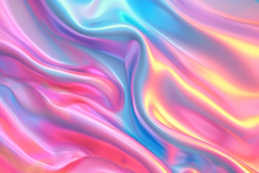 Holographic surface. Abstract gradient background in pastel colors. Multicolor, versatile backdrop for any creative project or design. Pink, blue, soft hues. Generative AI