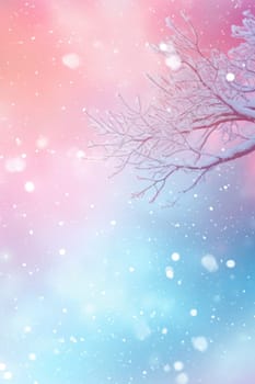 Abstract gradient background with snowy trees, pastel colors. Winter, snow theme. Peaceful and versatile backdrop for any creative project or design. Pink, blue, soft hues. Generative AI