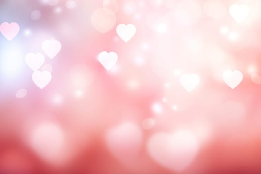 Valentine day background wallpaper. valentines day hearts decoration bokeh light blurry background. Generative AI.