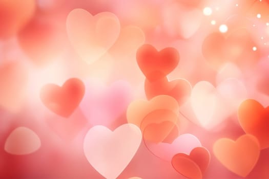 Valentine day background wallpaper. valentines day hearts decoration bokeh light blurry background. Generative AI.