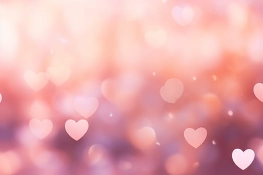 Valentine day background wallpaper. valentines day hearts decoration bokeh light blurry background. Generative AI.