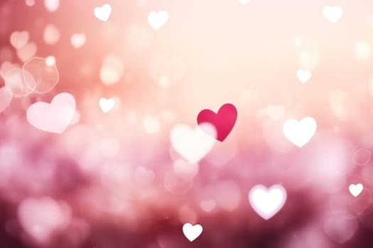 Valentine day background wallpaper. valentines day hearts decoration bokeh light blurry background. Generative AI.