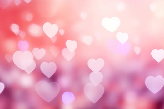 Valentine day background wallpaper. valentines day hearts decoration bokeh light blurry background. Generative AI.