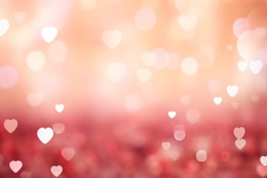 Valentine day background wallpaper. valentines day hearts decoration bokeh light blurry background. Generative AI.