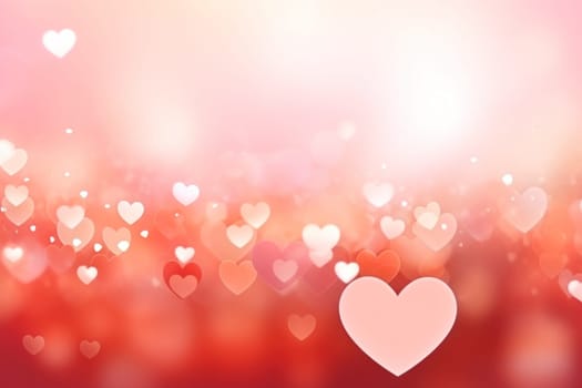 Valentine day background wallpaper. valentines day hearts decoration bokeh light blurry background. Generative AI.