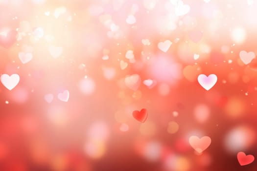 Valentine day background wallpaper. valentines day hearts decoration bokeh light blurry background. Generative AI.