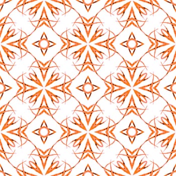 Hand drawn tropical seamless border. Orange neat boho chic summer design. Textile ready modern print, swimwear fabric, wallpaper, wrapping. Tropical seamless pattern.
