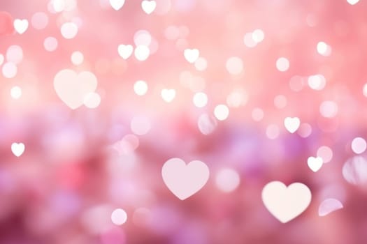 Valentine day background wallpaper. valentines day hearts decoration bokeh light blurry background. Generative AI.