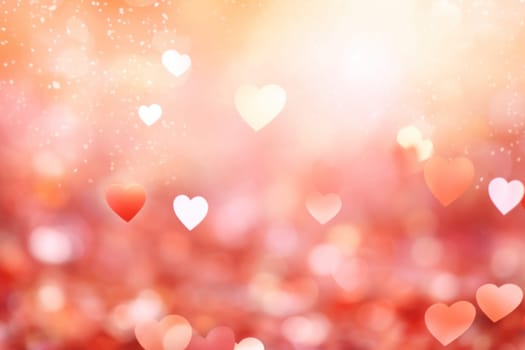 Valentine day background wallpaper. valentines day hearts decoration bokeh light blurry background. Generative AI.