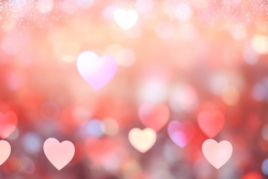 Valentine day background wallpaper. valentines day hearts decoration bokeh light blurry background. Generative AI.