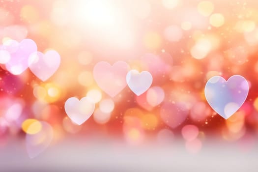 Valentine day background wallpaper. valentines day hearts decoration bokeh light blurry background. Generative AI.