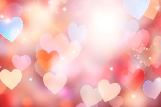 Valentine day background wallpaper. valentines day hearts decoration bokeh light blurry background. Generative AI.