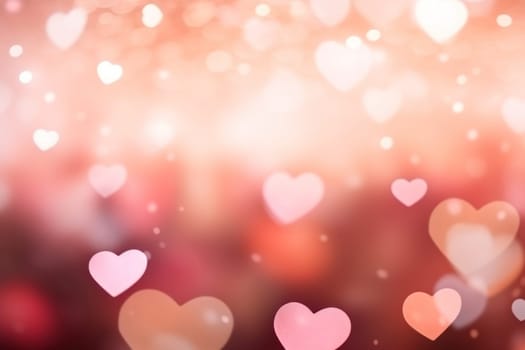 Valentine day background wallpaper. valentines day hearts decoration bokeh light blurry background. Generative AI.