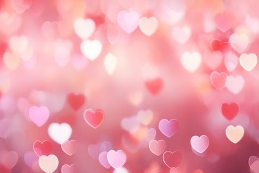 Valentine day background wallpaper. valentines day hearts decoration bokeh light blurry background. Generative AI.