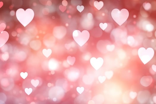 Valentine day background wallpaper. valentines day hearts decoration bokeh light blurry background. Generative AI.