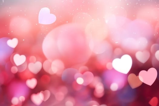 Valentine day background wallpaper. valentines day hearts decoration bokeh light blurry background. Generative AI.