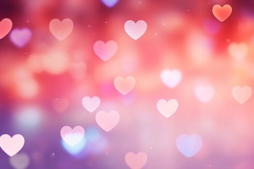 Valentine day background wallpaper. valentines day hearts decoration bokeh light blurry background. Generative AI.