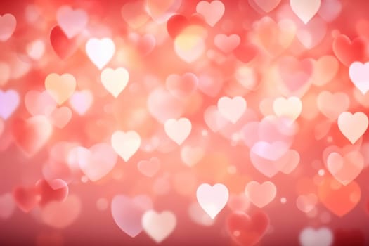 Valentine day background wallpaper. valentines day hearts decoration bokeh light blurry background. Generative AI.