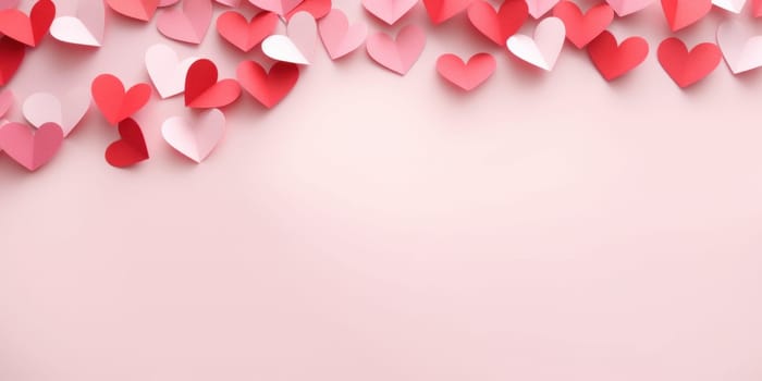 Valentine's Day background. pastel color background. Valentines day concept. Flat lay, top view, copy space. Generative ai.