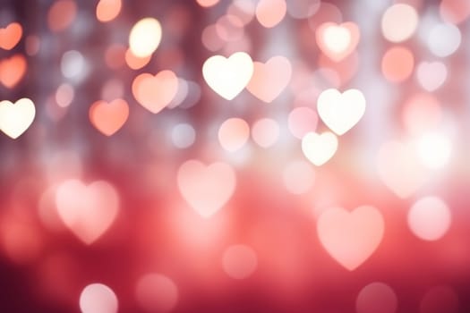 Valentine day background wallpaper. valentines day hearts decoration bokeh light blurry background. Generative AI.