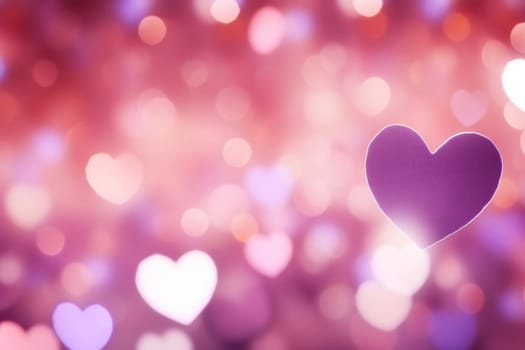 Valentine day background wallpaper. valentines day hearts decoration bokeh light blurry background. Generative AI.