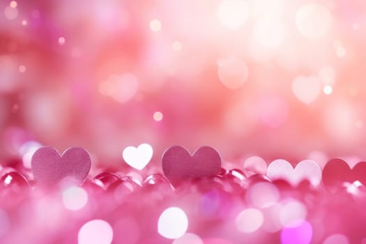 Valentine day background wallpaper. valentines day hearts decoration bokeh light blurry background. Generative AI.