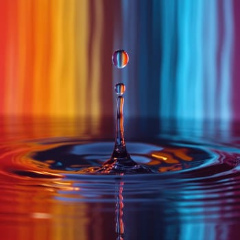 Abstract Dripped water with colourful background. Generative AI.