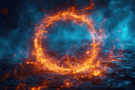 Abstract background circle fire frame. Generative AI.