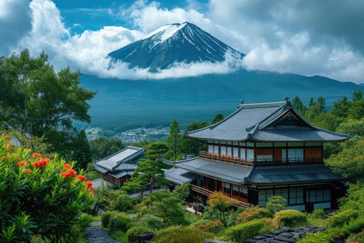 Landscape Mountain fuji in japan. Generative AI.