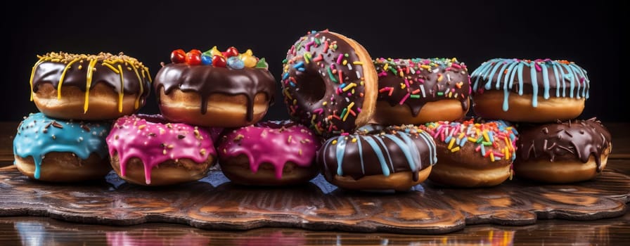 Delicious Chocolate Doughnut with Sprinkles on a Wooden Table