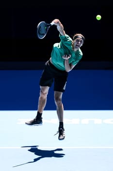 MELBOURNE, AUSTRALIA - JANUARY 11: Alexander Zverev of Germany completes a training session ahead of the 2024 Australian Open at Melbourne Park on January 11, 2024 in Melbourne, Australia.