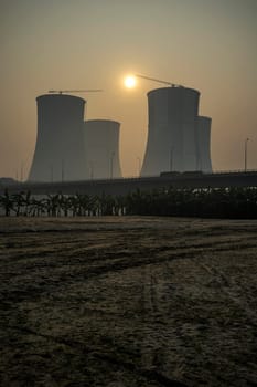 Cooling towers of the Ruppur Nuclear Power Plant, Bangladesh