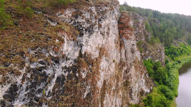 The nature of the Southern Urals with a river and mountains