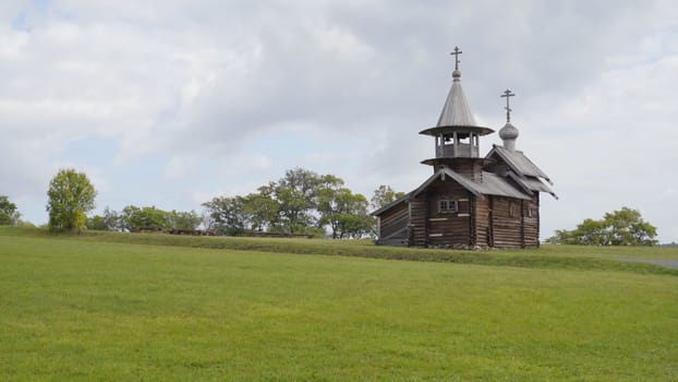Wooden churches on island Kizhi on lake Onega, Russia
