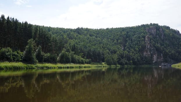 South Ural mountains with a river. The nature of the South Urals in Russia